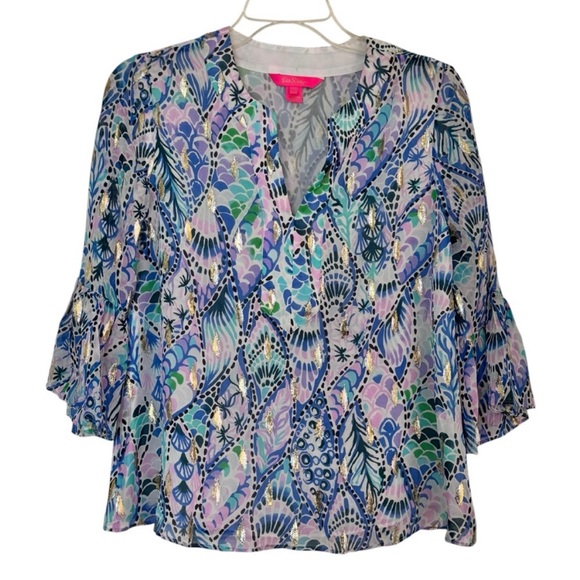 Lilly Pulitzer Elenora Blue Tails of the Sea NWOT - Picture 4 of 7